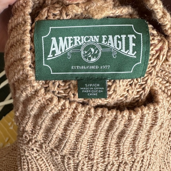 American Eagle Outfitters Tan Mockneck Knit Sweater, Size Small - Picture 15 of 16